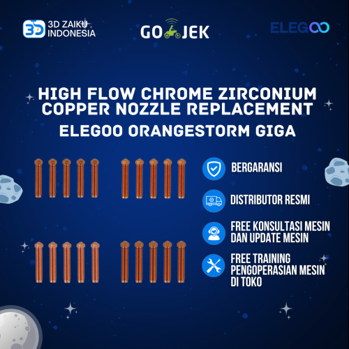 Original ELEGOO Orangestorm Giga High Flow Chrome Zirconium Copper Nozzle Replacement